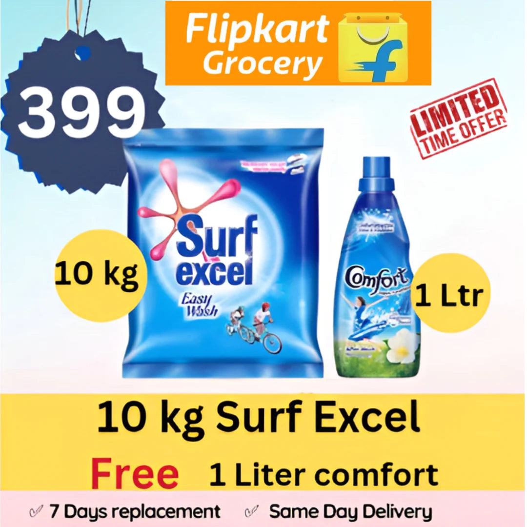 All in One Combo of 2: 10Kg Surf Excel, 1Liter Comfort