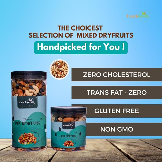 1 KG Crackseeds Premium International Healthy Nutmix, Dried Almonds, Black Raisins, Cashewnuts, Dry Fig, Green Raisins, Pistachio Kernels & Walnut Kernels (1000)