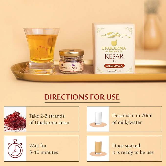 2 Gram- Pack of 1 UPAKARMA Original Kashmiri Kesar/Saffron | Handpicked Pure Finest Grade |