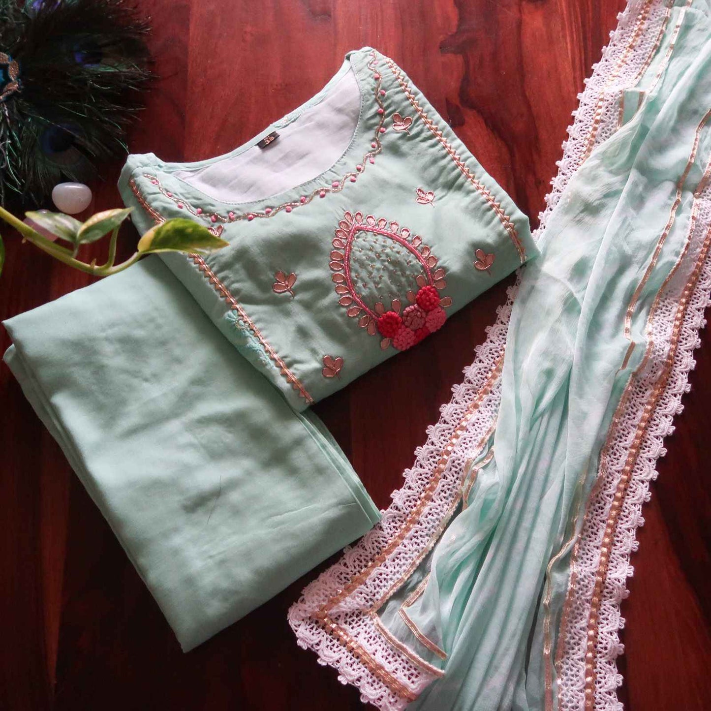 SALE: Pastel Turquoise Festive suit set (3 Piece) - DEAL
