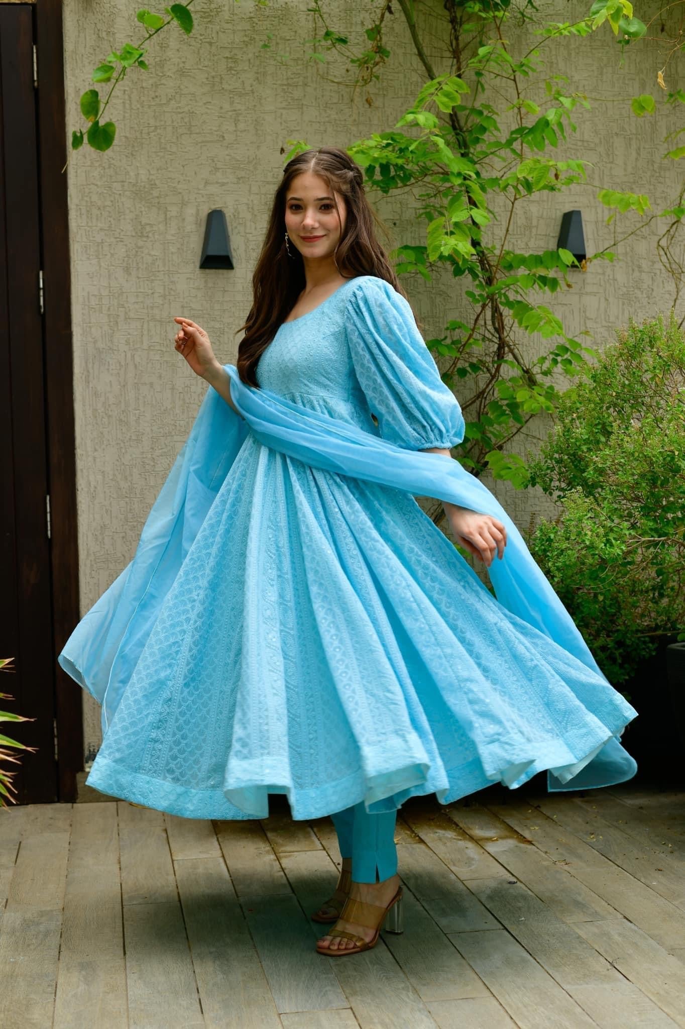 Sandra blue georgette suit set
