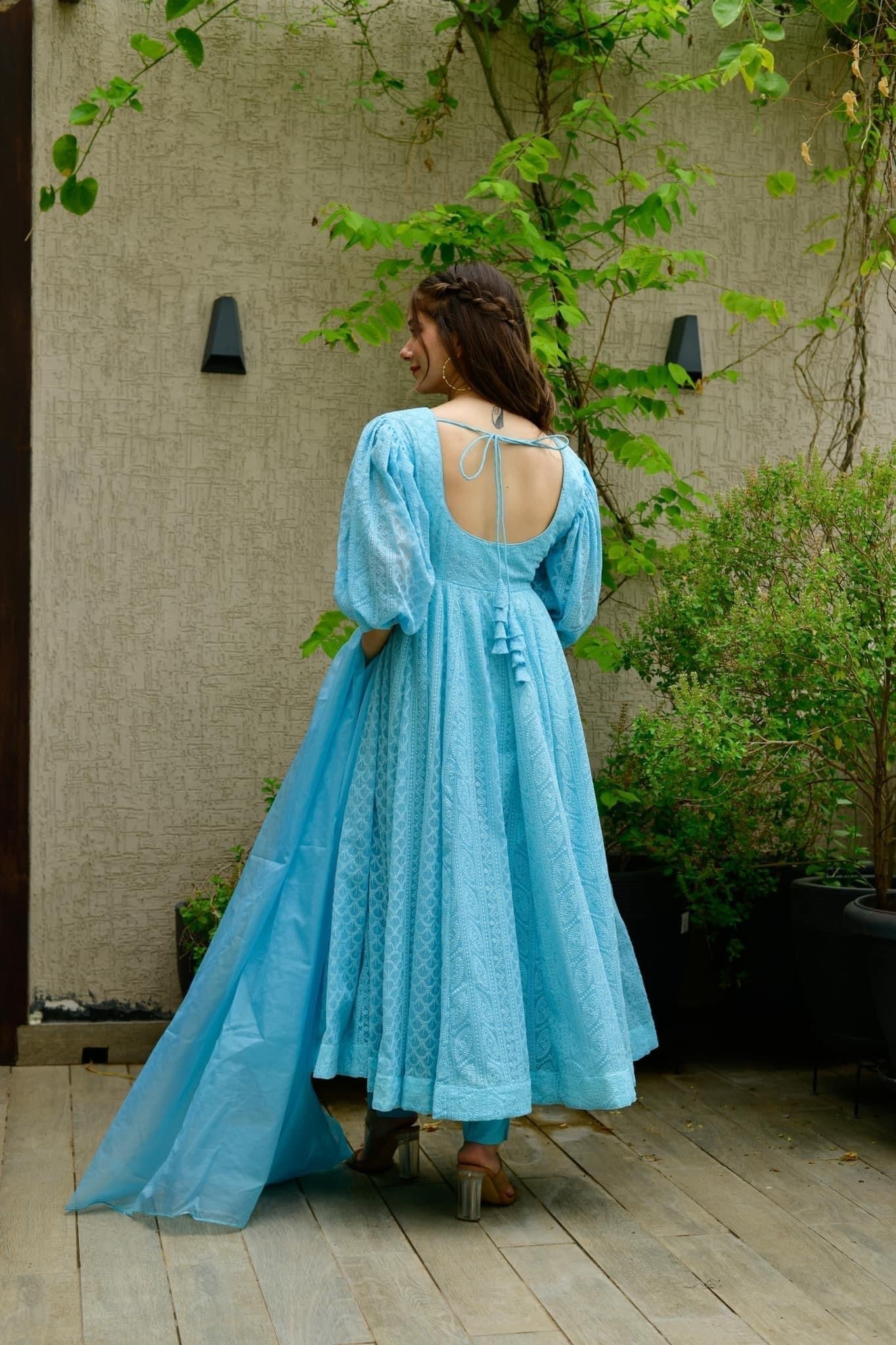 Sandra blue georgette suit set