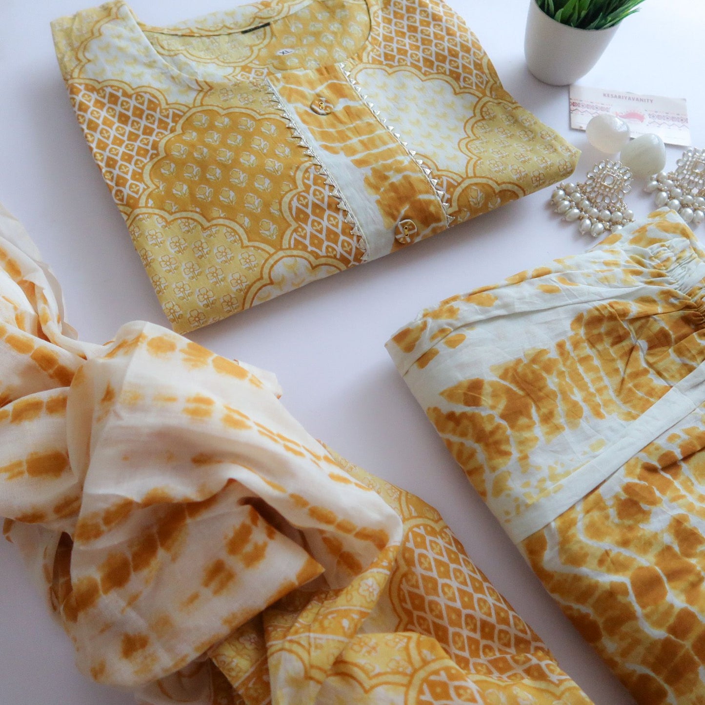 Yellow Tie Dye Suit Set
