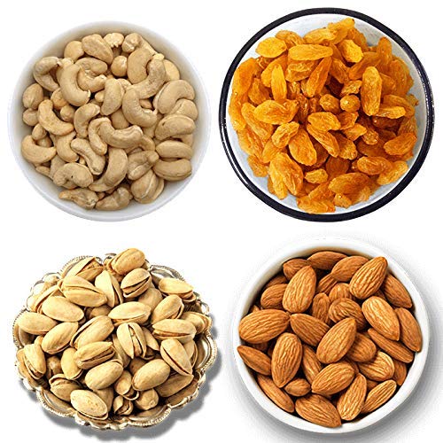(4KG - 1Kg*4) Dry Fruits Combo Pack of 4 - (Almonds, Cashews, Pistachios, Raisins) - Healthy Dry Fruit Snacks | Tasty &amp; Delicious, Rich in Protein | High in Protein, Fiber &amp; Boost Immunity | Real Nuts | Gluten-Free | Super Healthy Nuts