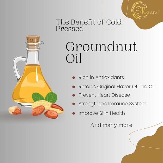 15 Kg Maanu Cold Pressed Groundnut Peanuts Oil | Tin Can | Kolhu/Kacchi Ghani/Chekku/Ganuga | Peanut Oil | Natural | Chemical-Free | Cold Pressed Groundnut Oil for Cooking