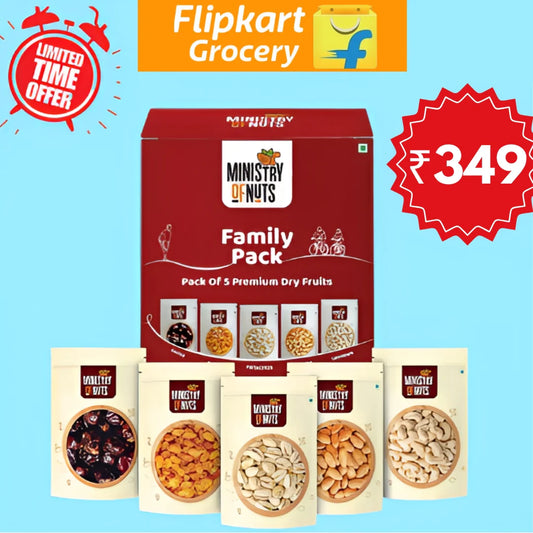 All in One Combo of 5: Ministery of Nuts Family Pack of 5 Premium Dry Fruits
