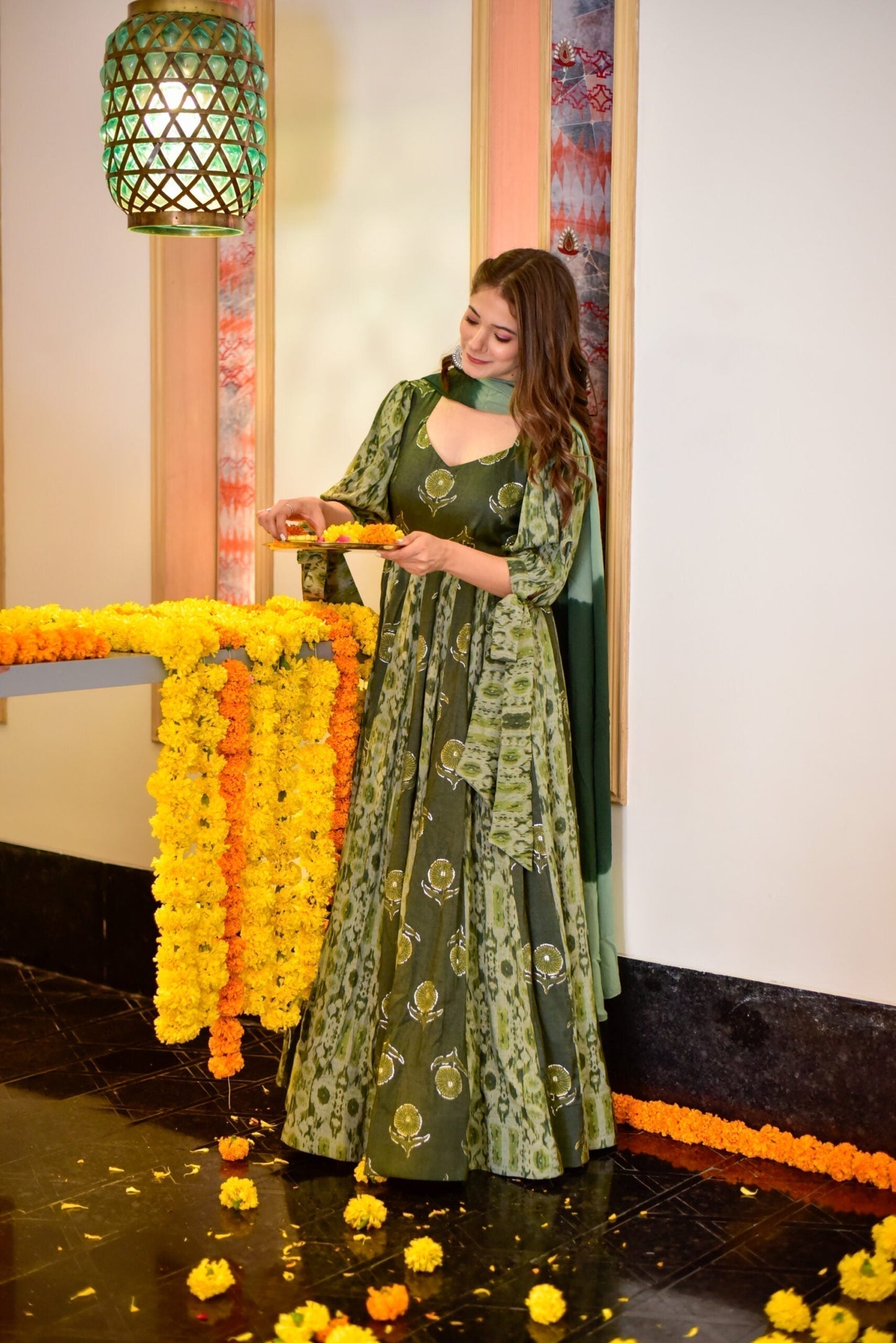 rida green maxi set