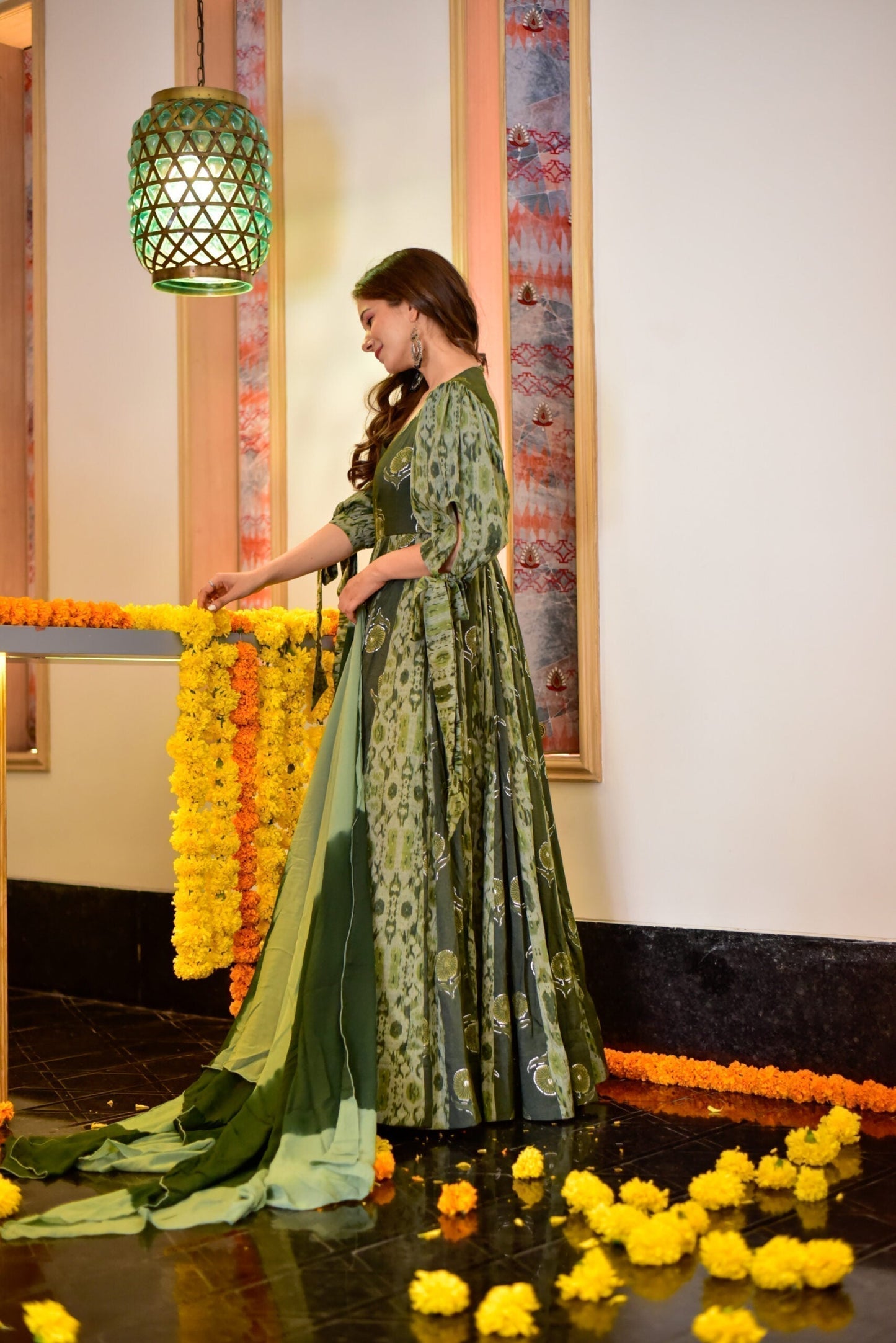 rida green maxi set