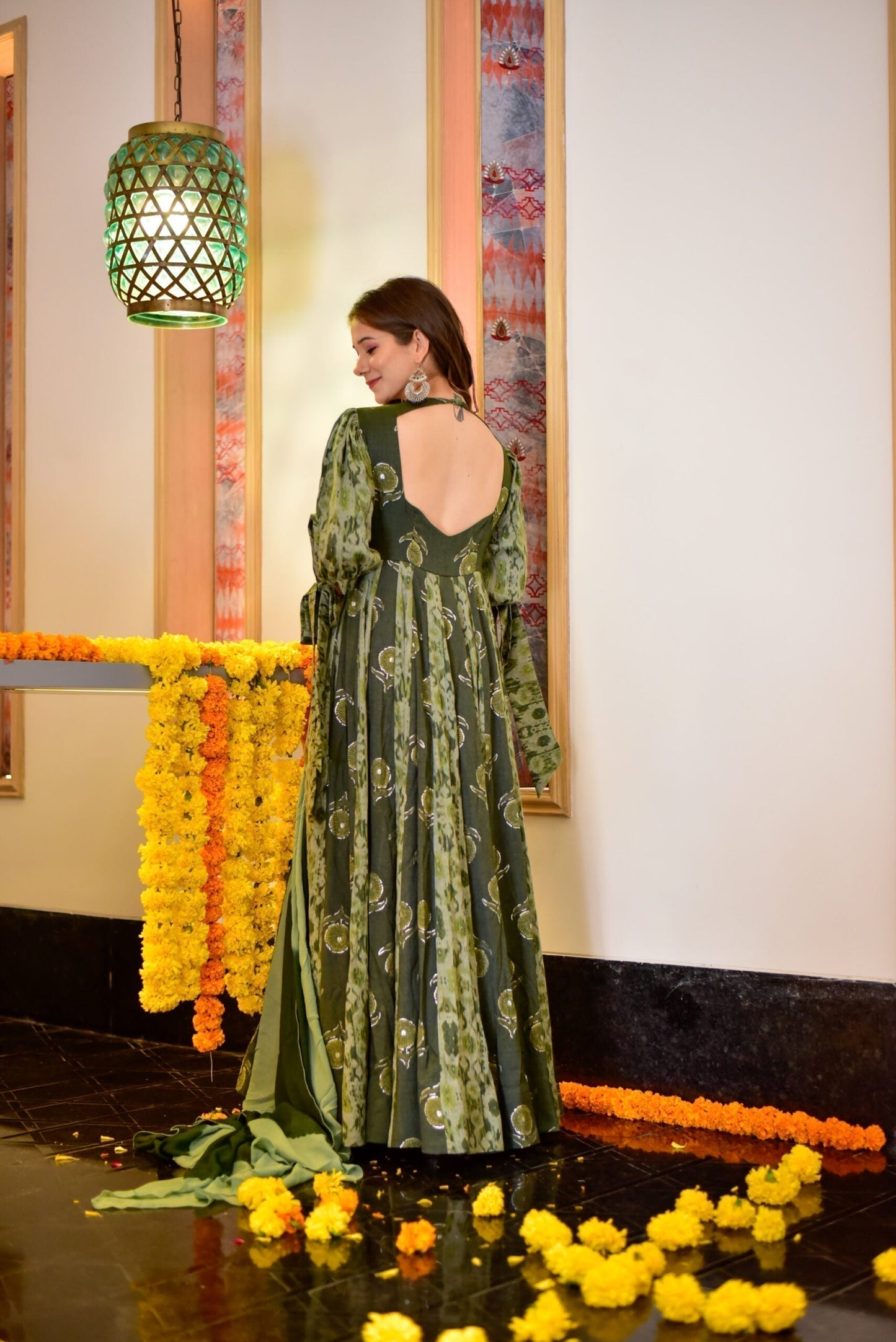 rida green maxi set