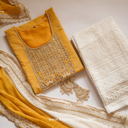 Kesariyavanity Haldi Ready Suit Set (3 Piece)